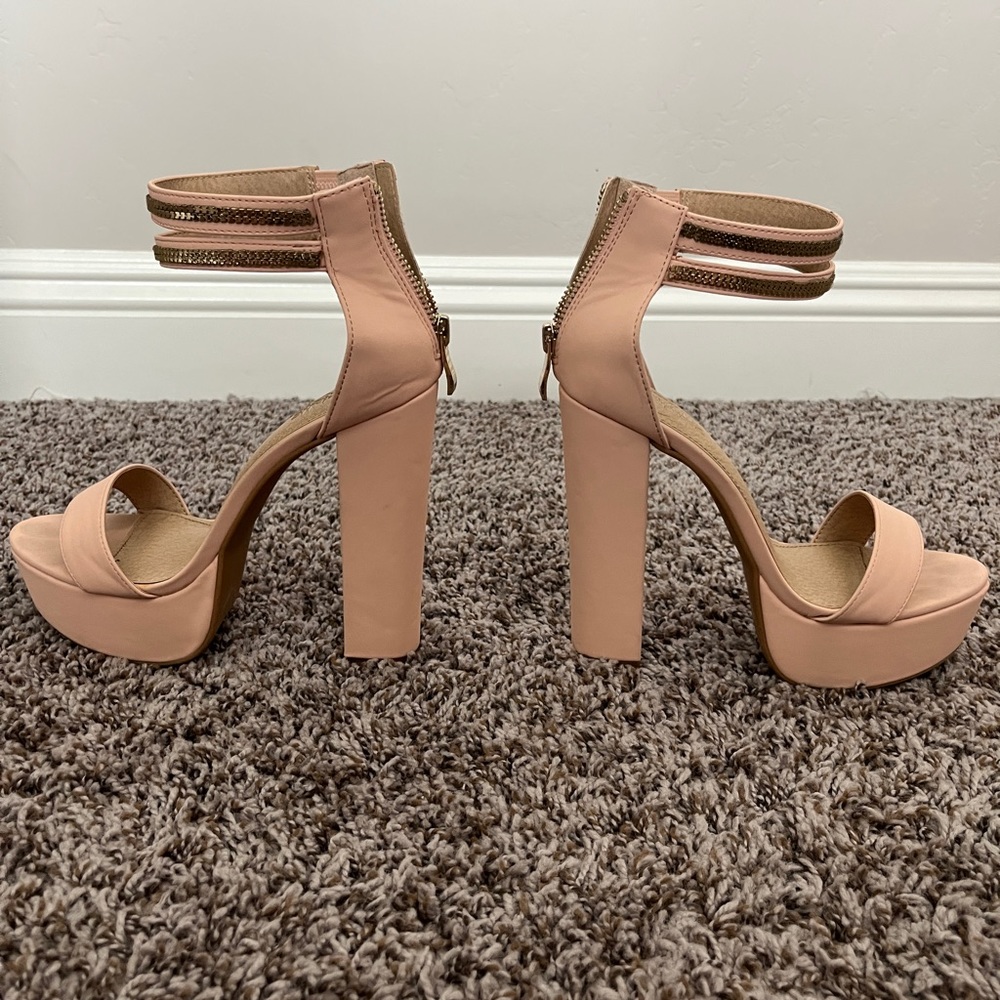 Nude pink high heels
